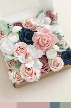 DIY Designer Flower Boxes in Dusty Rose & Navy