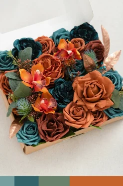 DIY Designer Flower Boxes in Dark Teal & Burnt Orange