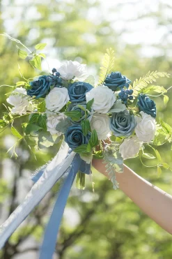DIY Designer Flower Boxes in Dusty Blue & Navy