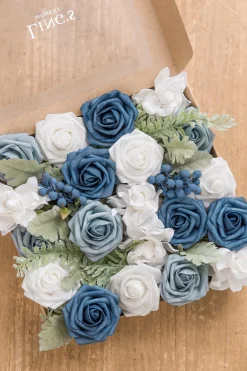 DIY Designer Flower Boxes in Dusty Blue & Navy