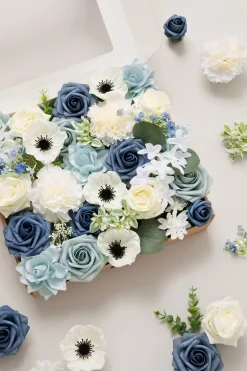 DIY Designer Flower Boxes in Dusty Blue & Navy