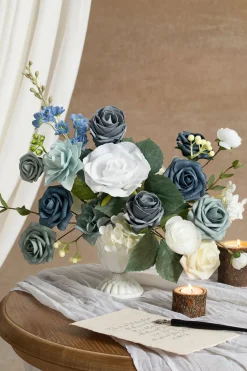 DIY Designer Flower Boxes in Dusty Blue & Navy