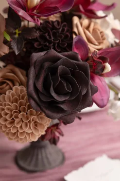 DIY Designer Flower Boxes in Earth Brown & Black Baccara & Plum