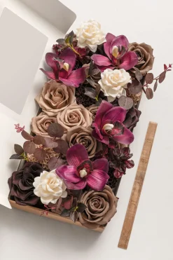 DIY Designer Flower Boxes in Earth Brown & Black Baccara & Plum