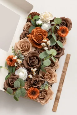 DIY Designer Flower Boxes in Earth Brown & Sand Beige & Burnt Orange (Deluxe Box)