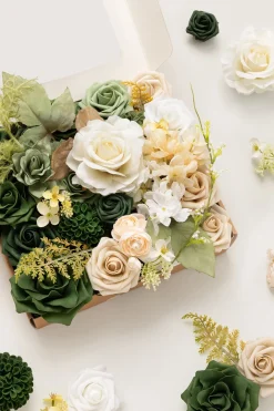 DIY Designer Flower Boxes in Evelyn Emerald & Tawny Beige (Grand Box) | Clearance