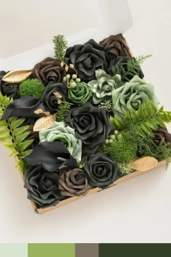 DIY Designer Flower Boxes in Forest Green & Gold