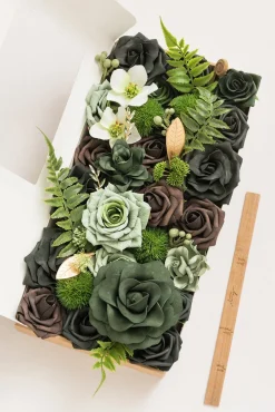 DIY Designer Flower Boxes in Forest Green & Gold