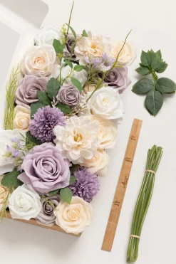 DIY Designer Flower Boxes in Lilac & Cream（Deluxe Box）