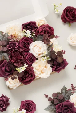 DIY Designer Flower Boxes in Marsala & Cream (Grand Box)