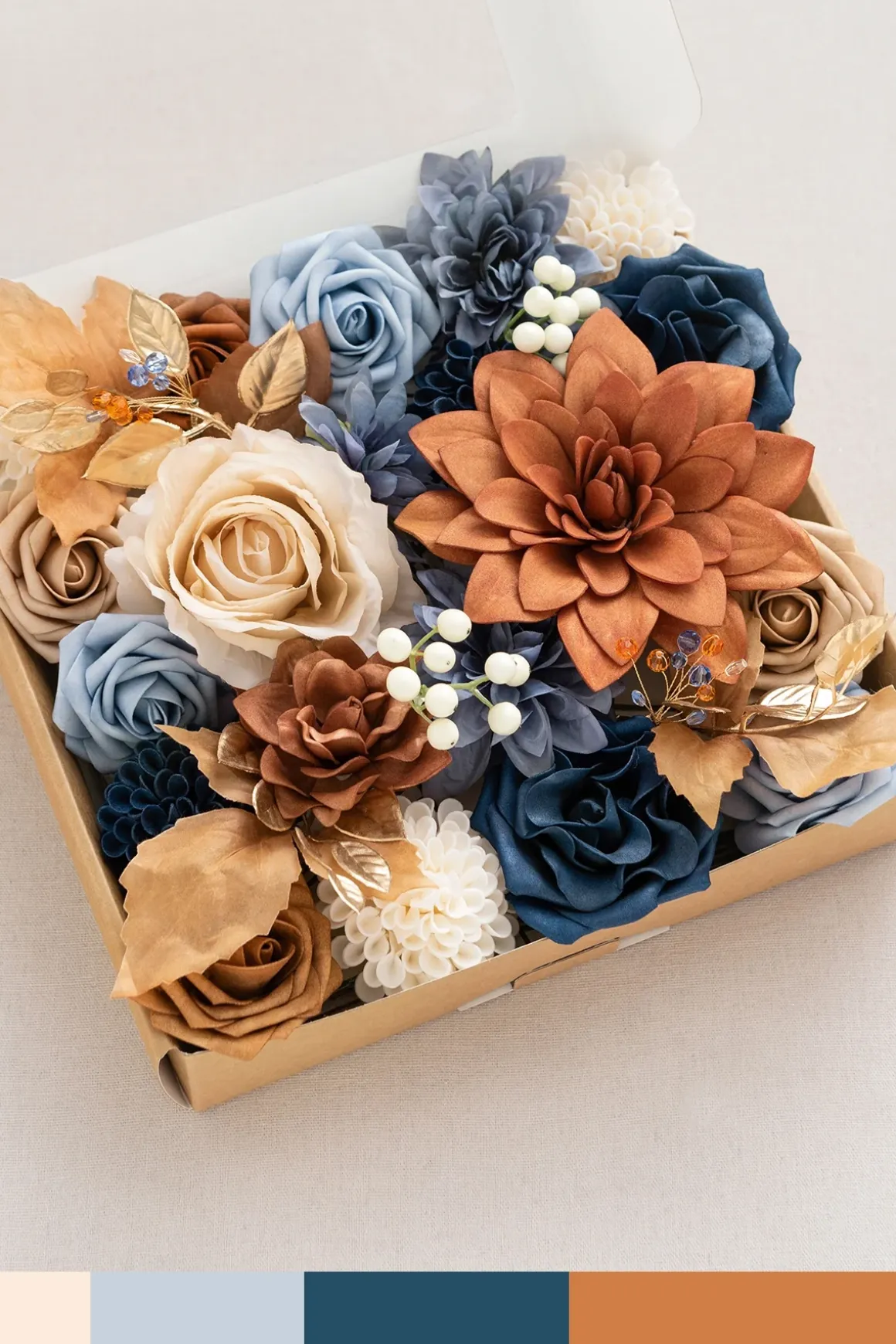 DIY Designer Flower Boxes in Russet Orange & Denim Blue