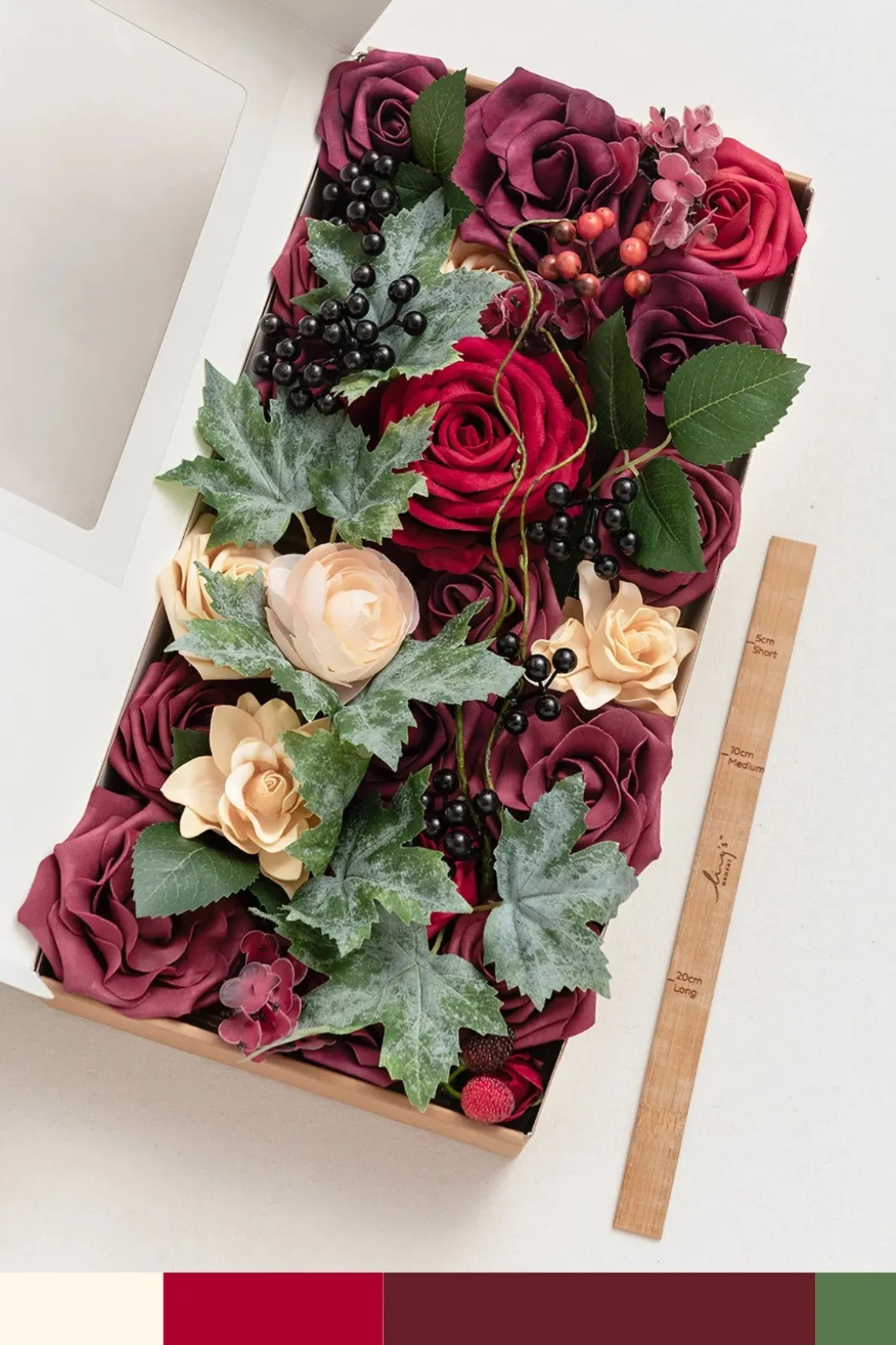 DIY Designer Flower Box in Bordeaux Red & Wine | Clearance