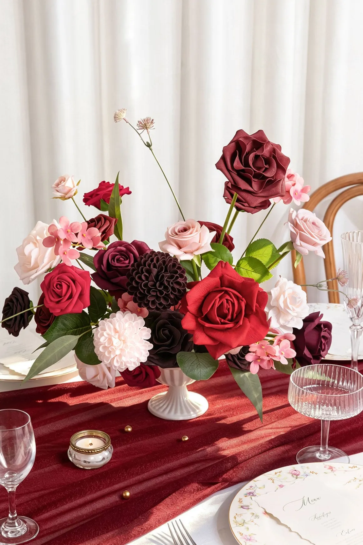 DIY Designer Flower Box in Burgundy & Powder Pink