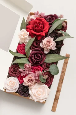 DIY Designer Flower Box in Burgundy & Powder Pink