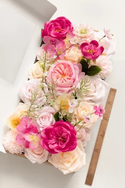 DIY Designer Flower Box in Powder Pink & Berry Pink & Cream