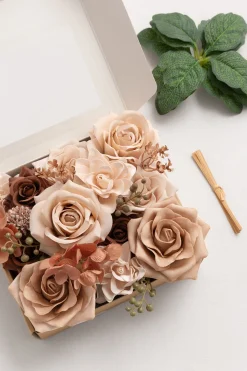 DIY Flower Box - Earth Brown & Sand Beige Roses（25pcs）