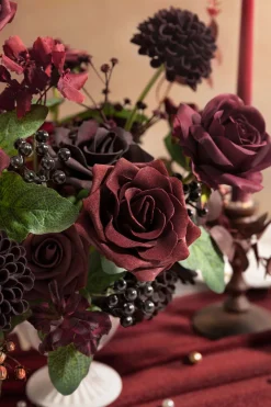 DIY Supporting Flower Boxes in Burgundy & Black Baccara