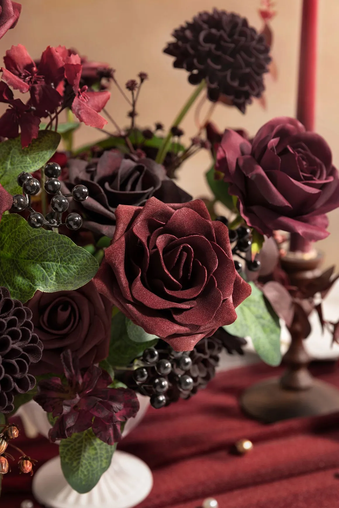 DIY Supporting Flower Boxes in Burgundy & Black Baccara
