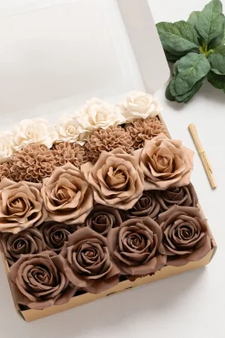 DIY Supporting Flower Boxes in Earth Brown & Cream