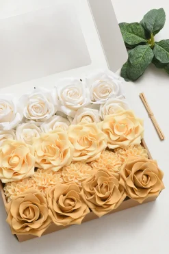DIY Supporting Flower Boxes in Light Yellow & Cream & Mustard Yellow