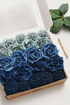 DIY Supporting Flower Boxes in Dusty Blue & Dutch Blue & Navy Blue