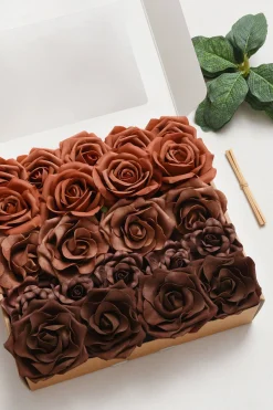 DIY Supporting Flower Boxes in Caramel & Walnut Brown & Baked Clay