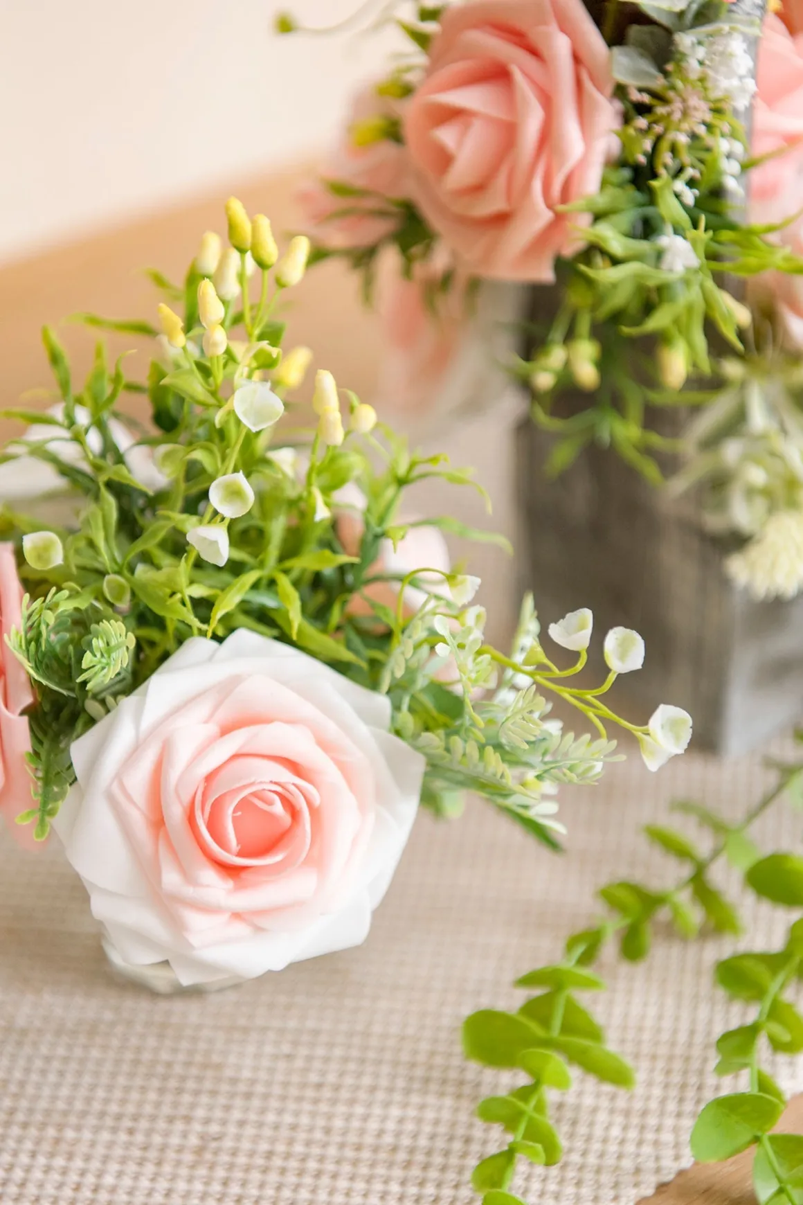 DIY Supporting Flower Boxes in Blush & Cream
