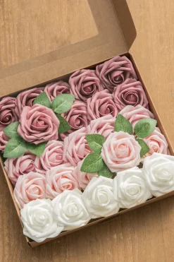 DIY Supporting Flower Boxes in Dusty Rose & Mauve