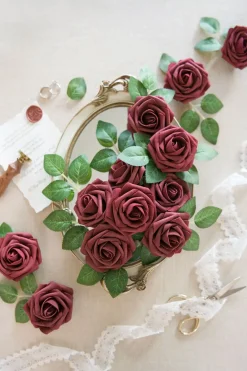 DIY Supporting Flower Boxes in Burgundy & Dusty Rose
