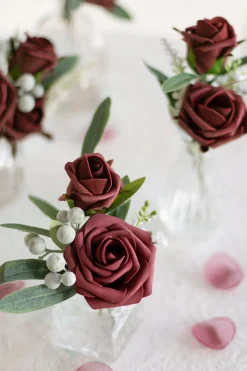 DIY Supporting Flower Boxes in Burgundy & Dusty Rose