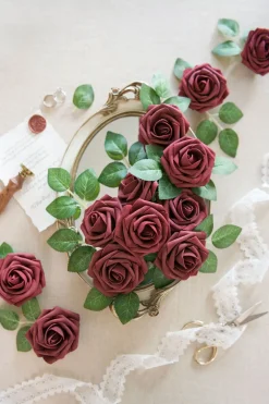 DIY Supporting Flower Boxes in Burgundy & Dusty Rose