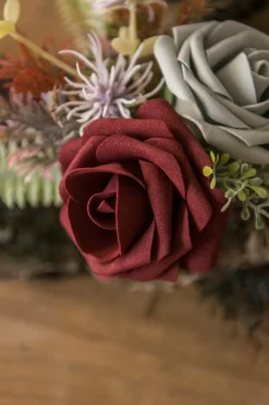 DIY Supporting Flower Boxes in Burgundy & Dusty Rose