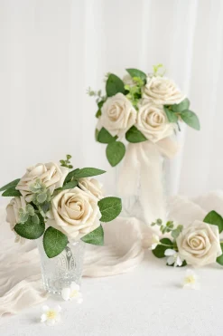 DIY Supporting Flower Boxes in Emerald & Tawny Beige