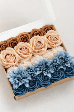 DIY Supporting Flower Boxes in Russet Orange & Denim Blue