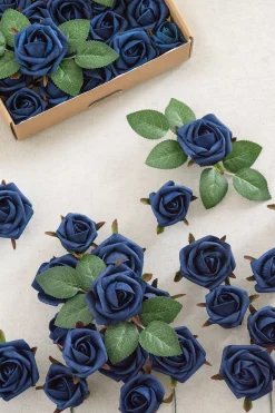 DIY Supporting Flower Boxes in Navy Blue Petite Rose & Rosebud