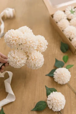 DIY Supporting Flower Boxes in Foam Dahlias Cream (25pcs) | Clearance