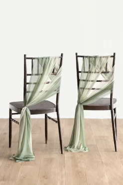 Draping Fabric in White & Sage (Set of 8,16pcs)