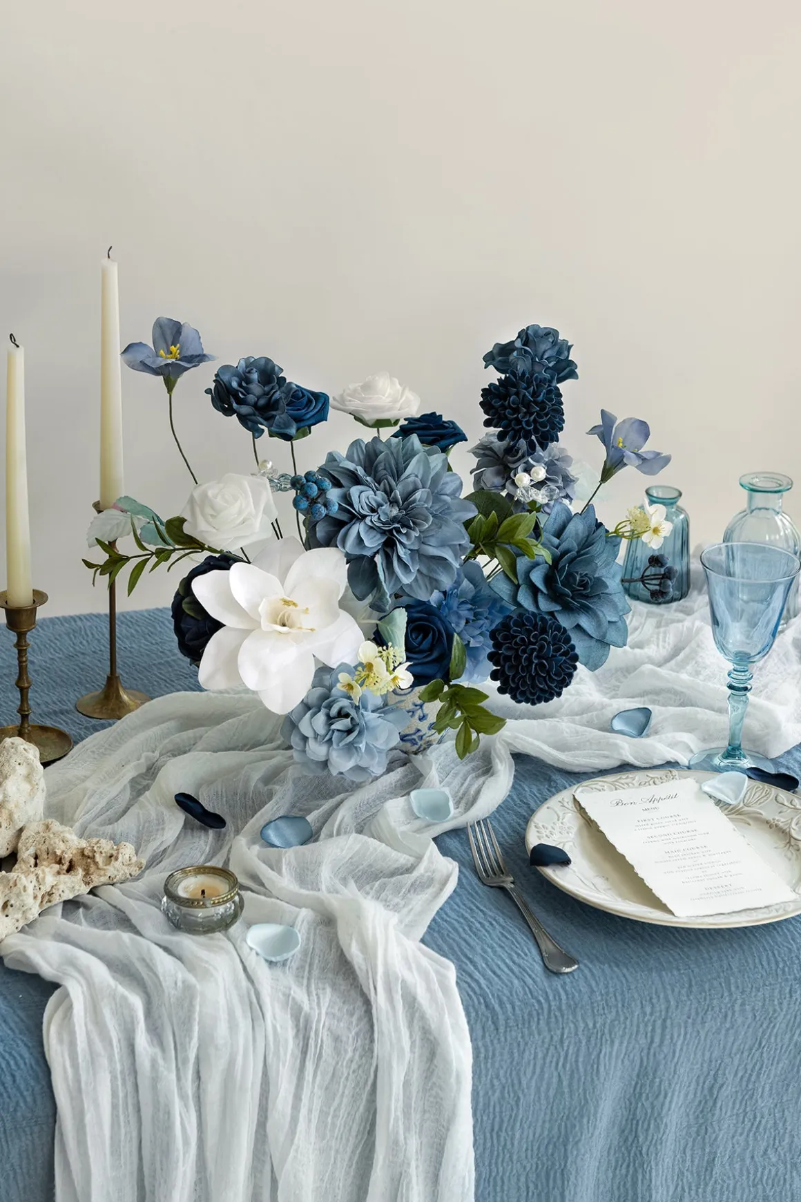 Dusty Blue & Navy Designer Flower Boxes