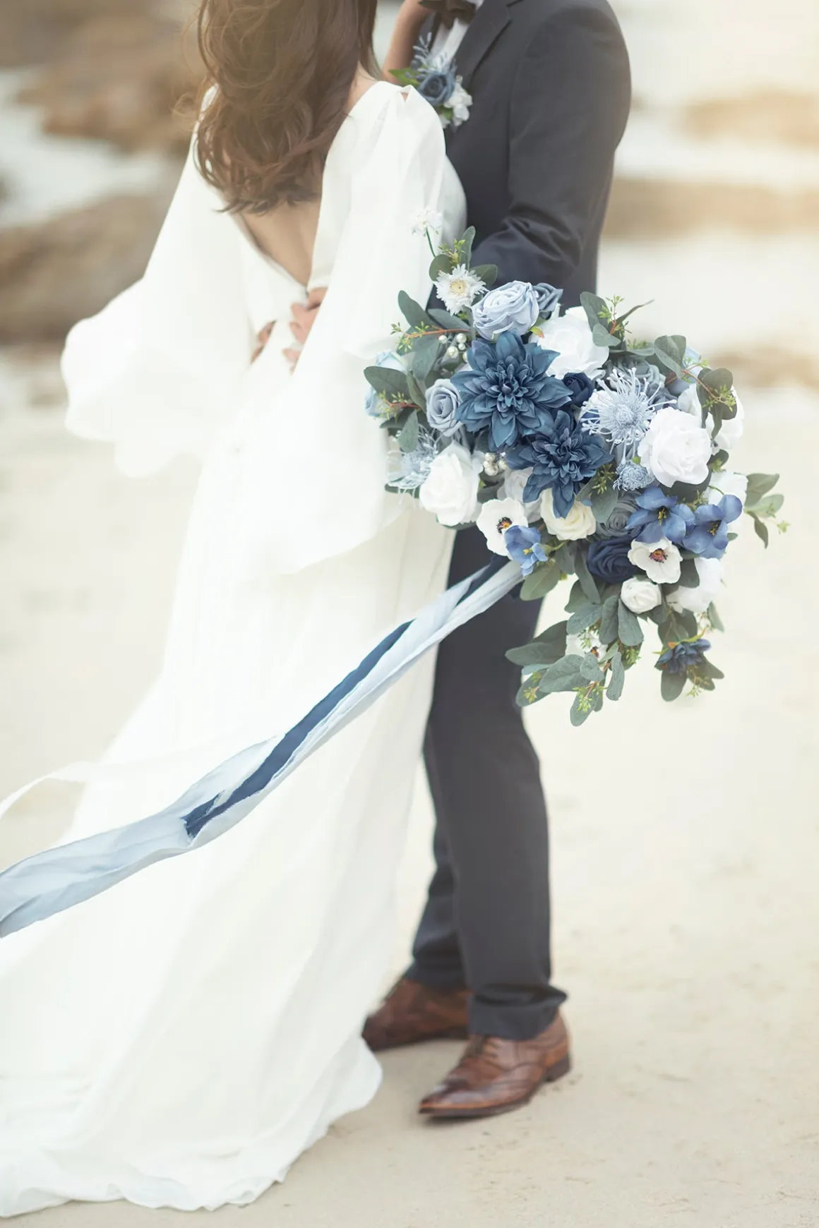 Dusty Blue & Navy Designer Flower Boxes