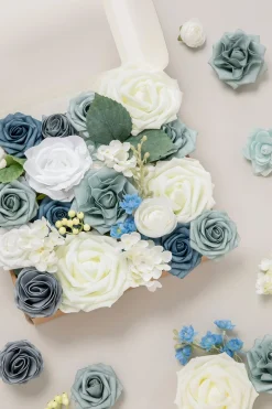 Dusty Blue & Navy Designer Flower Boxes