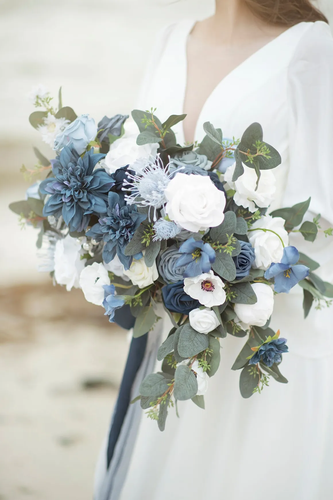Dusty Blue & Navy Designer Flower Boxes