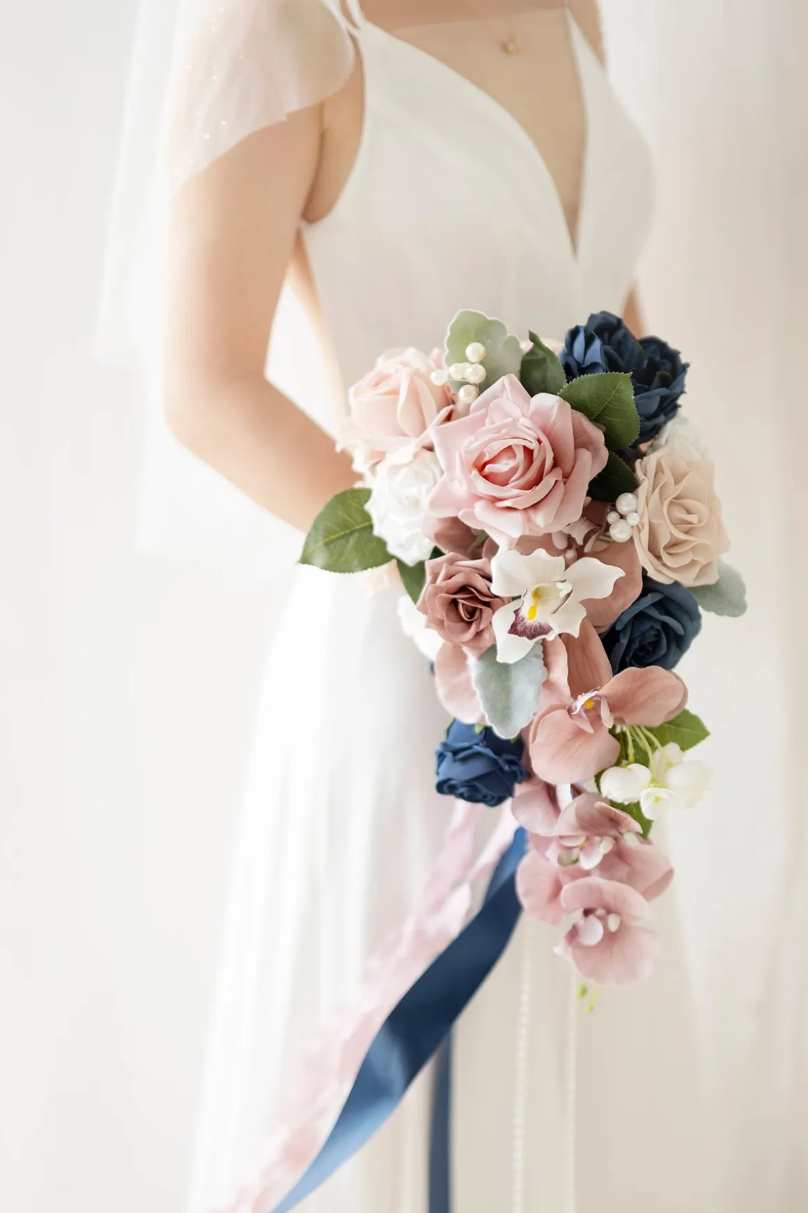 Dusty Blue & Navy Designer Flower Boxes