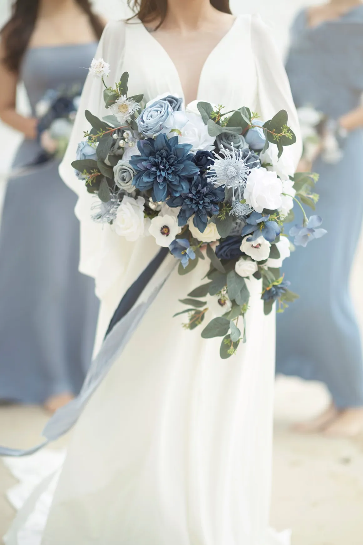 Dusty Blue & Navy Designer Flower Boxes