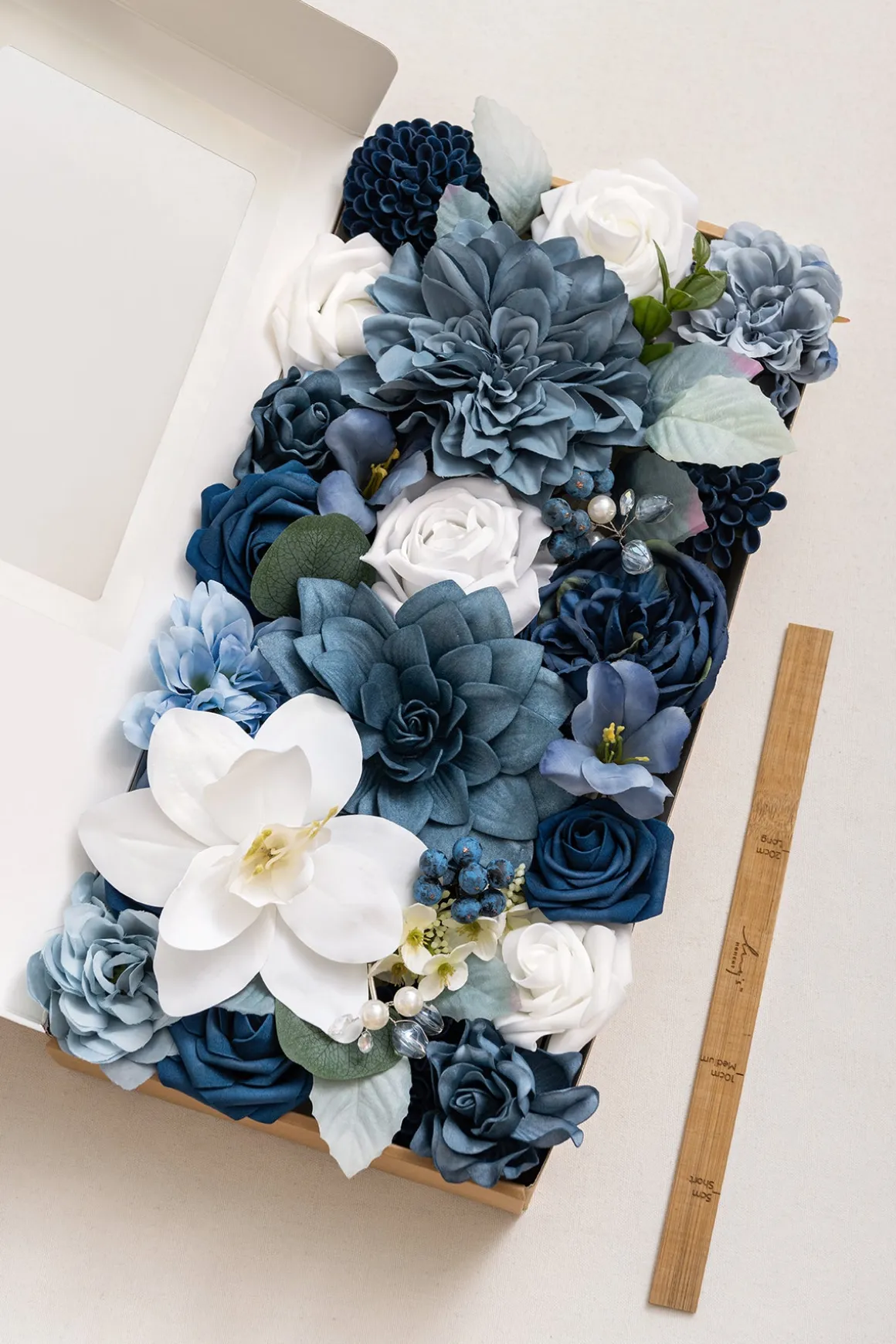 Dusty Blue & Navy Designer Flower Boxes