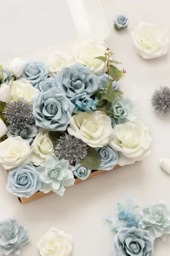 Dusty Blue & Navy Designer Flower Boxes