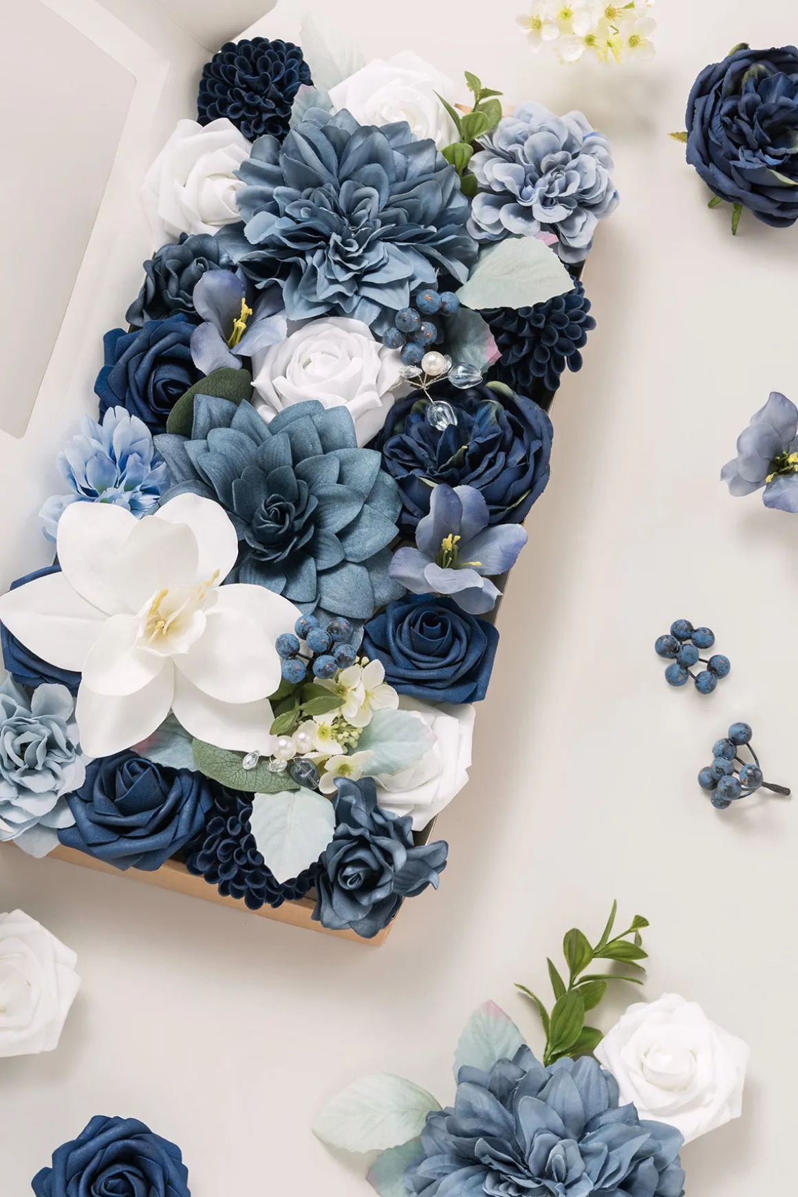 Dusty Blue & Navy Designer Flower Boxes