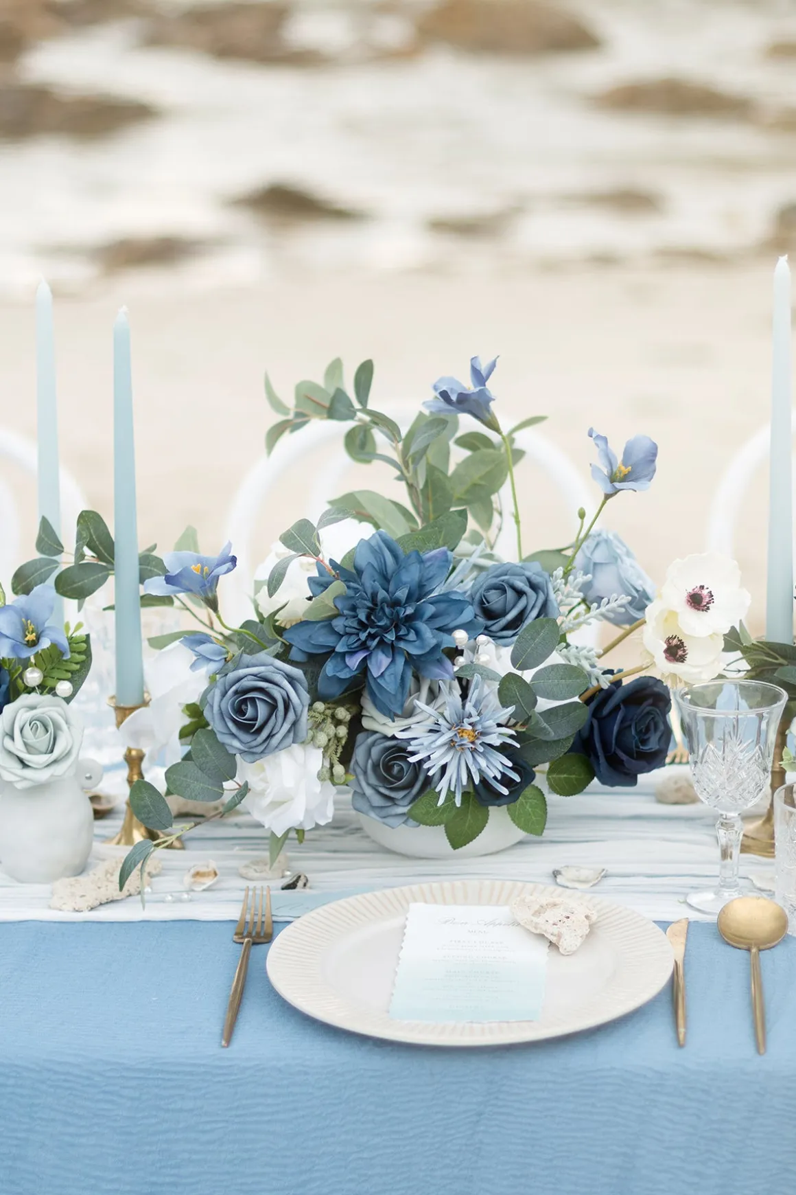 Dusty Blue & Navy Designer Flower Boxes