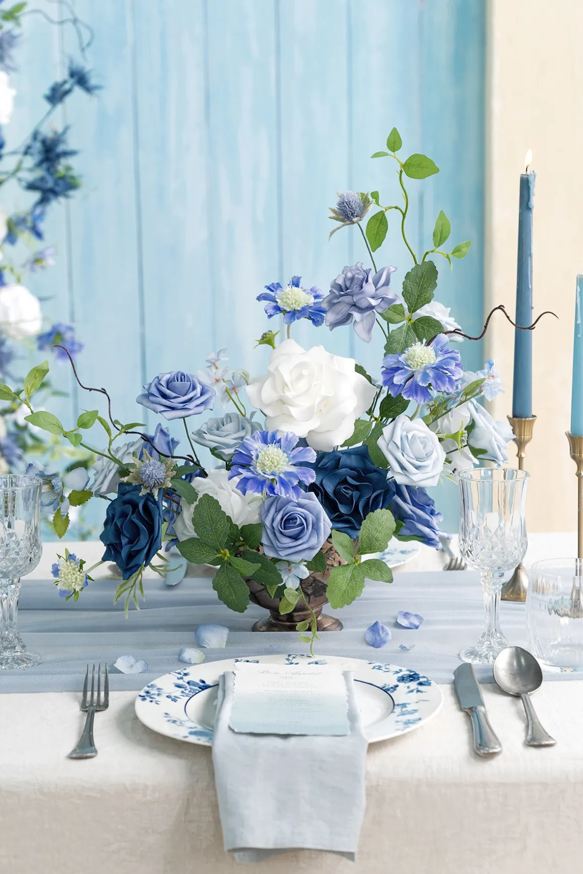 Dusty Blue & Navy Designer Flower Boxes