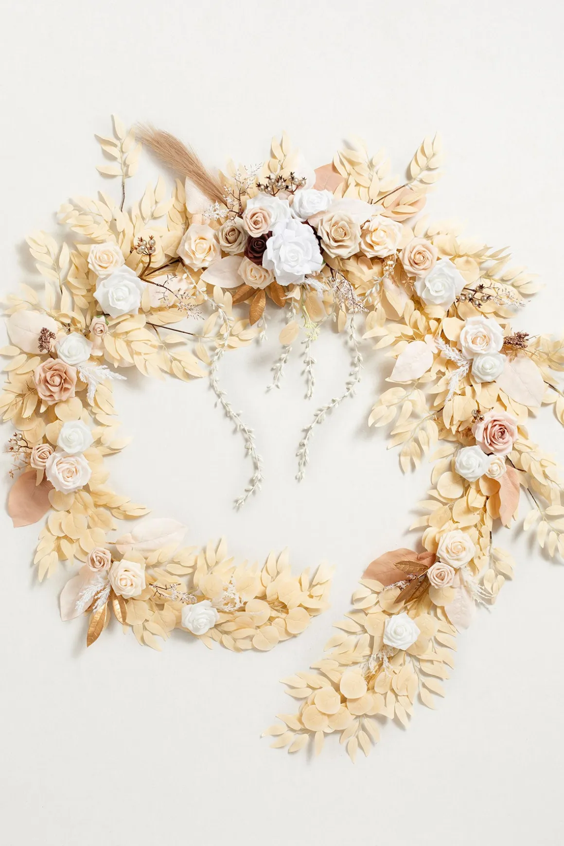Flash Sale | 9ft Head Table Flower Garland in White & Beige | Clearance