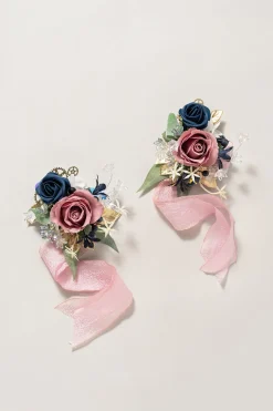 Flash Sale | Wrist Corsages & Shoulder Corsages in Dusty Rose & Navy Blue